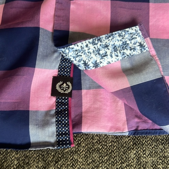 Au Noir Colourful Plaid Men’s Button Down Shirt Purple Punk Navy sz 6 (2XL) - Picture 13 of 14